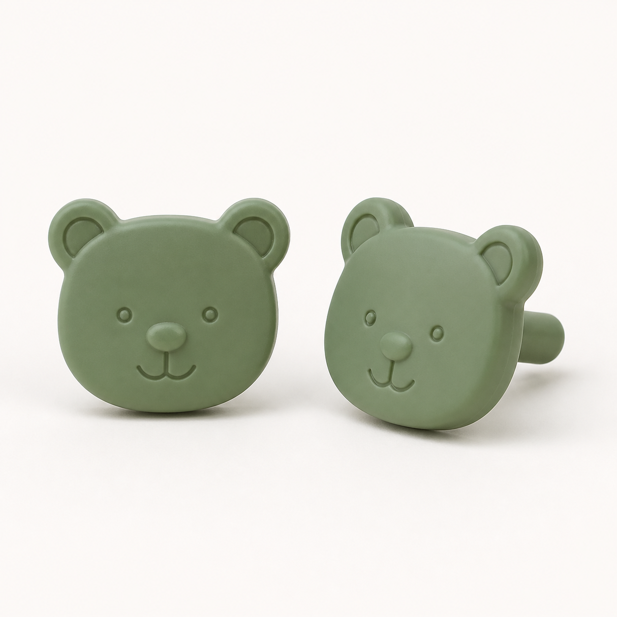 Lite Knob, green/bear, 1 1/2 "